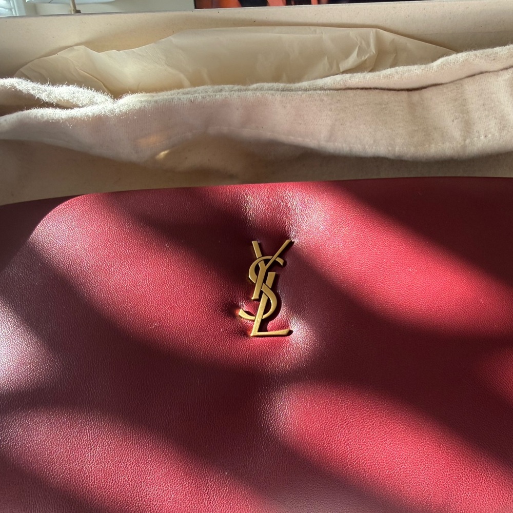 Yves Saint Laurent Deep Red Leather clutch